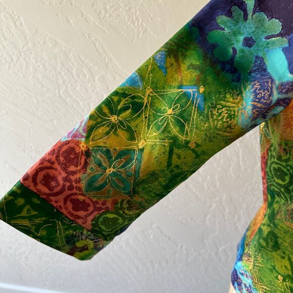 COLDWATER CREEK Womens Patchwork Foil Print Jacket Size 12 Colorful Art to Wear - Picture 8 of 12